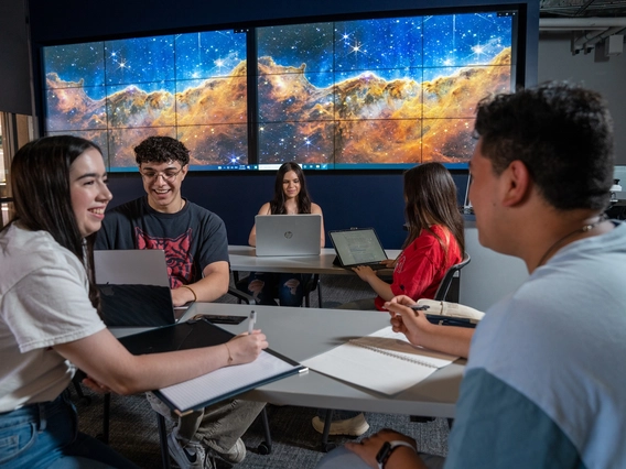 four students working together in the Student Success District