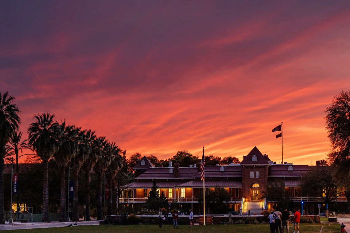 Sunset on University of Arizona campus