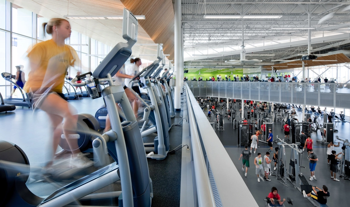 Student exercising at the Recreation Center gym