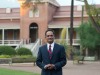 Suresh Garimella stands in front of Old Main